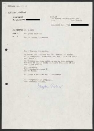 Brief an Marie Louise Zarmanian, 26.08.1993