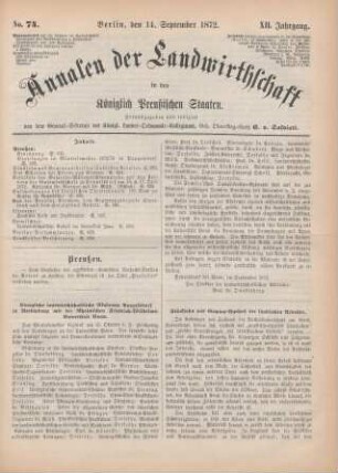 No. 74. Berlin, den 14. September 1872. XII. Jahrgang.