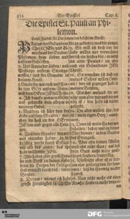 Die Epistel St. Pauli an Philemon.
