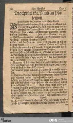 Die Epistel St. Pauli an Philemon.