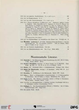 Numismatische Literatur (Nr. 3123-3194)