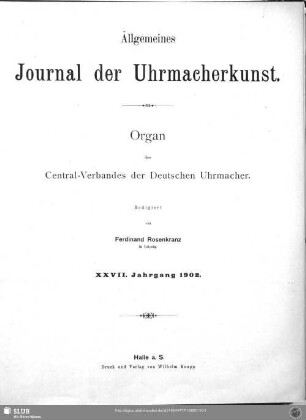 27.1902: Allgemeines Journal der Uhrmacherkunst