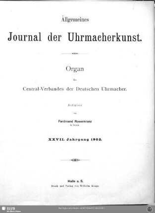 27.1902: Allgemeines Journal der Uhrmacherkunst