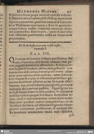 De locii historiarum recte instituendis? Cap. III.