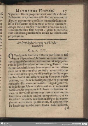 De locii historiarum recte instituendis? Cap. III.