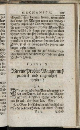 Caput X. Wie eine Probier-Waage muß probiret und eingerichtet werden?