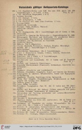 Verzeichnis gültiger Antiquariats-Kataloge