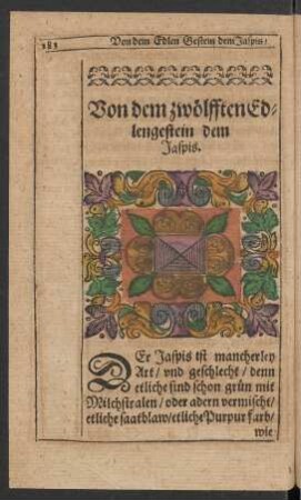 Von dem zwölfften Edlengestein dem Jaspis.