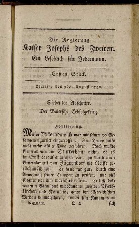 Erstes Stück. Leipzig, den 9ten August 1790. - Fünftes Stück. Leipzig, den 30sten August 1790.