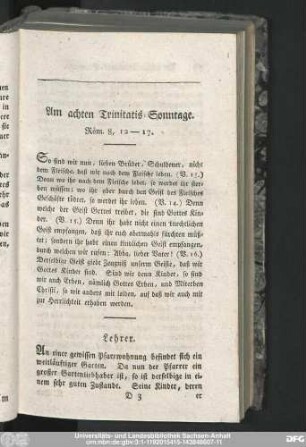 Am achten Trinitatis-Sonntage. Röm. 8, 12-17.