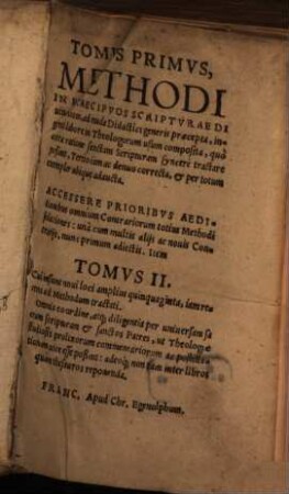 Methodus in praecipuos scripturae divinae locos, 1
