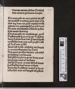 Von den armen jäcken Erdbiten vnd andern gemeinen dingen