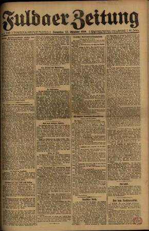 Erste Ausgabe vom Samstag, den 25. Oktober 1919.
