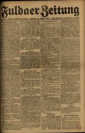 Erste Ausgabe vom Samstag, den 25. Oktober 1919.