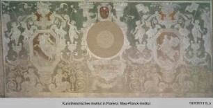 Serie von Sgraffiti mit Groteskendekoration, Jagdszenen und Wappen der Medici und Lorena