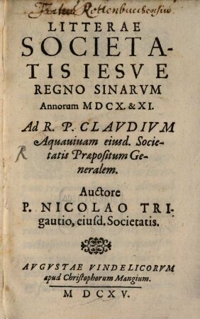 Annuae litterae Societatis Jesu : anni .., [25.] 1615
