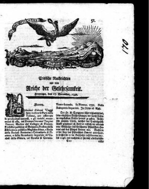 December, 1751. Ein und fünfzigstes Stück