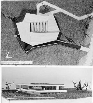 Tank- und Rastanlage Pforzheim-Ost, Nordseite Modell des Neubaus (Architekt Gabriel)