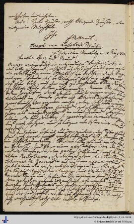 Brief von Joseph von Laßberg an Franz Karl Grieshaber (12.03.1842)