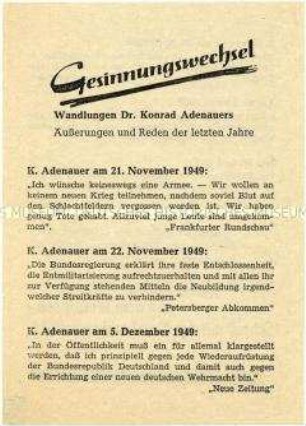 Handzettel der SPD gegen Wehrpflicht und atomare Aufrüstung