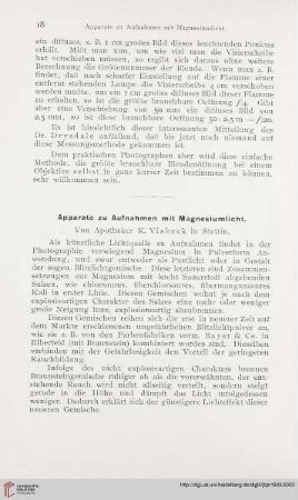 17: Apparate zu Aufnahmen mit Magnesiumlicht