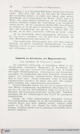 17: Apparate zu Aufnahmen mit Magnesiumlicht