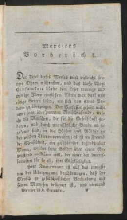 Merciers Vorbericht.