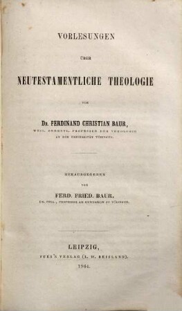 Vorlesungen über neutestamentliche Theologie