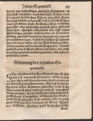 Ableinung des zehenden Gegenwurffs.