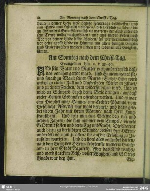 Am Sonntag nach dem Christ-Tag