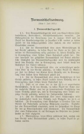 XIV. Vormundschaftsordnung. (Vom 5. Juli 1875.)