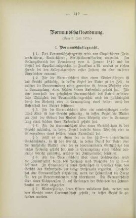 XIV. Vormundschaftsordnung. (Vom 5. Juli 1875.)
