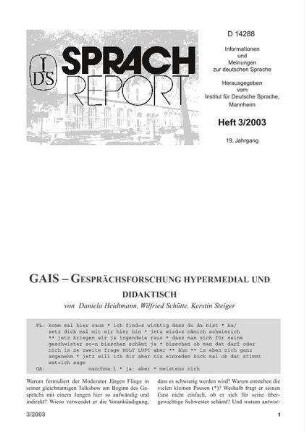 GAIS – Gesprächsforschung hypermedial und didaktisch