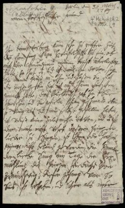 Brief von Anna Luise Karsch an Rudolf Erich Raspe