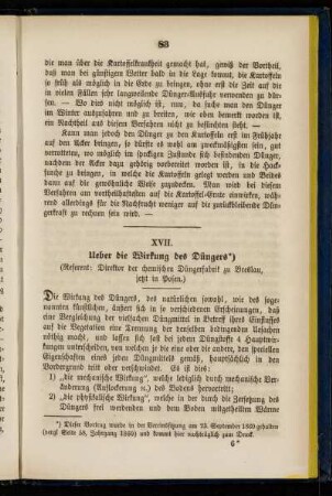 XVII. Ueber die Wirkung des Düngers