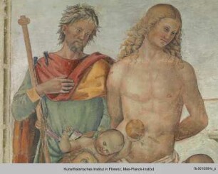 Thronende Madonna mit Kind und Heiligen