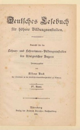 Band 4, [Schülerband]: [Band 4, [Schülerband]] : zunächst für die Lehrer- und Lehrerinnen-Bildungsanstalten des Königreiches Bayern