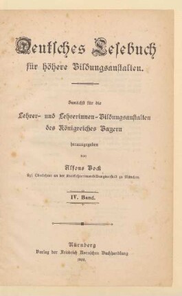 Band 4, [Schülerband]: [Band 4, [Schülerband]] : zunächst für die Lehrer- und Lehrerinnen-Bildungsanstalten des Königreiches Bayern