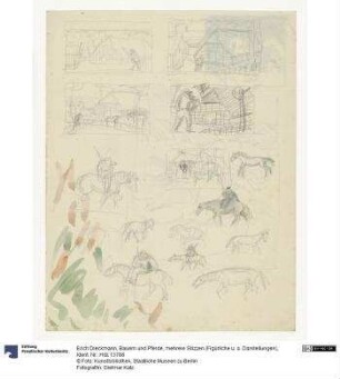 Bauern und Pferde, mehrere Skizzen (Figürliche Darstellungen)