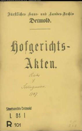 Rieke, Johann oder Huxholl Nr. 18 zu Bavenhausen gegen Schlingmeier zu Bavenhausen - Wiederabtretung von Land