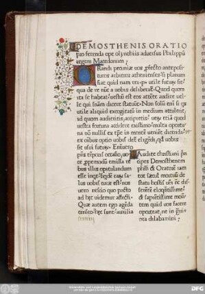 Demosthenis oratio pro ferenda ope olynthiis adversus Philippu[m] regem Macedonum