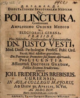 Disp. inaug. med. de pollinctura