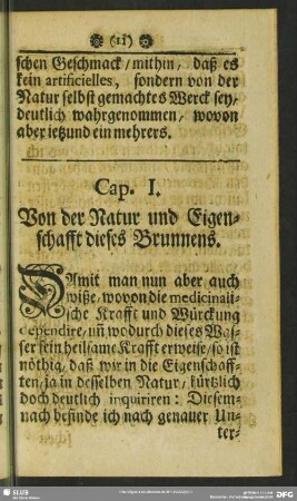 Cap. I. Von der Natur und Eigenschafft dieses Brunnens