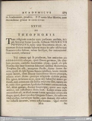 XXVIII De Theophoris