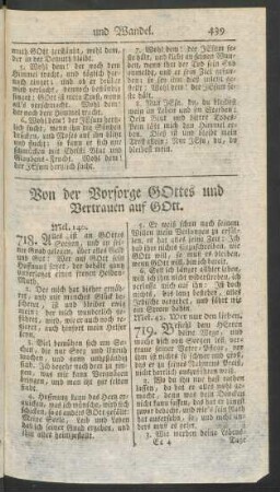 Von der Vorsorge GOttes und Vertrauen auf GOtt