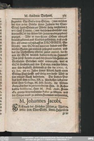 M. Johannes Jacobi.