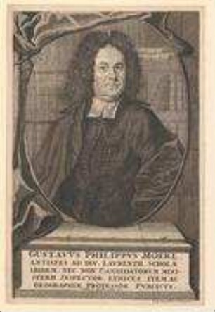 Gustav Philipp Mörl (d.Ä.), Antistes der Schule bei St. Lorenz und Professor; geb. 26. Dezember 1673