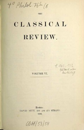 The classical review. 6. 1892
