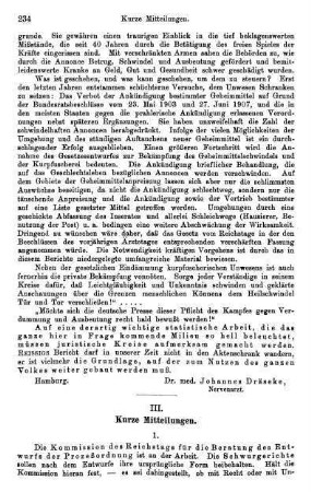234-236, III. Kurze Mitteilungen