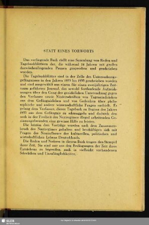 Statt Eines Vorworts